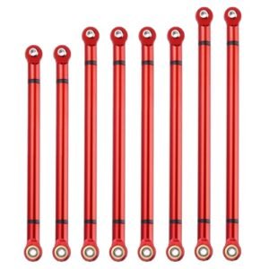 MECCANIXITY 8pcs Aluminum Alloy Wheel Base Link Rod Linkage for RC Rock Crawler 6 Wheel SCX10 1 10 Scale Upgrade Parts Red