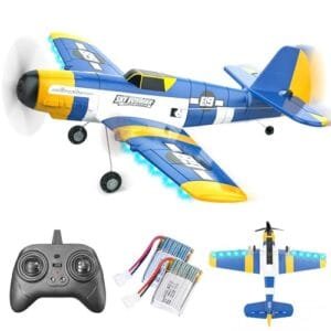 BEZGAR HQ089 RC Plane with LED Navigation Lights for RC Planes 6 Axis Gyro Remote Control Airplane Easy to Fly for Beginners