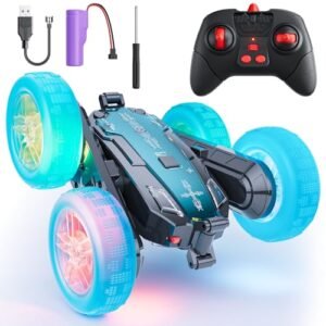 Carsky Unicorn Stunt RC Car 360 Rotation 4WD with LED Lights 2.4GHz Remote Control Toy for Girls