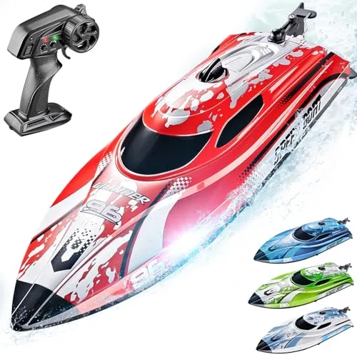 BEZGAR Carrera RC Speed Boat for Kids and Adults 12 Inch Remote Control Boat with 700mAh Battery and LED Lights