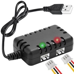 Hiteuoms 7.4V Lipo Battery Charger 2 in 1 USB to XH 3P for 2S Batteries Perfect for Ignite RC Airsoft Truck and More