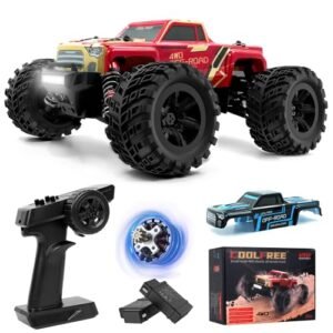 CoolFree JT20W 1/20 Scale 4WD Brushless RC Monster Spinning Truck for Adults 45+ Kph Off Road Hobby Buggy with 2 Lipo Batteries