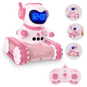 Panasonic Alarm Clock Radio RC 7290 Interactive Robot Toy with Remote Control Gesture Sensing and LED Emoji Eyes for Kids
