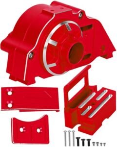 RcarmubWow RC Alloy Center Transmission Box Upgrades Part for 1/10 Kraton Outcast 4S V2 Senton Vorteks 223S V4 1/8 Mojave 4S BLX Typhon 223S V4 Aluminium Center Gear Box Hops Up Red RC Plane Transport Box