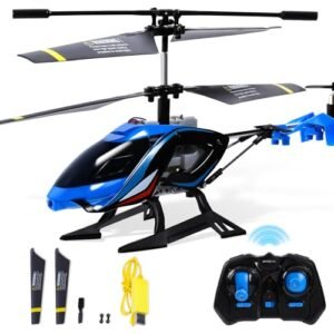 A ALPHA Sky Rover Vigilante Outdoor Helicopter RC Toy with LED Lights 2.4G Remote Control for Boys Ages 8 9 10 11 12 Plus Blue