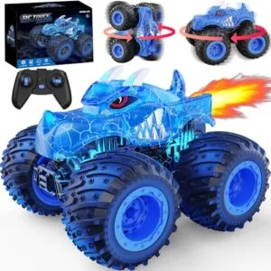 BAODLON 2.4GHz Off Road RC Monster Truck with Spray Light and Rechargeable Battery for Kids Ages 3 4 5 6 7 8 Years Old
