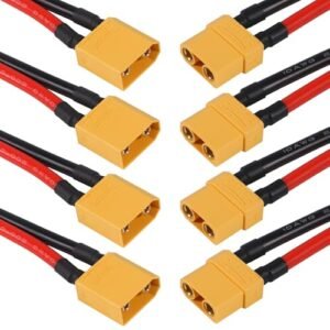 Meimom 4 Pair XT90 Plug Male Female Connector with 100mm 10AWG Silicon Wire Ideal for Lipo Battery for RC Transmitter