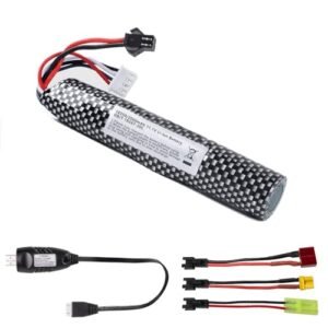 VICMILE RC Car Battery Conversion Kit 11.1V 2000mAh with USB Charger and 3PCS Conversion Cables for Airsoft Model Guns