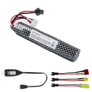 VICMILE 11.1V 2500mAh T Plug RC Battery with USB Charger and Conversion Cables for Airsoft Model Guns