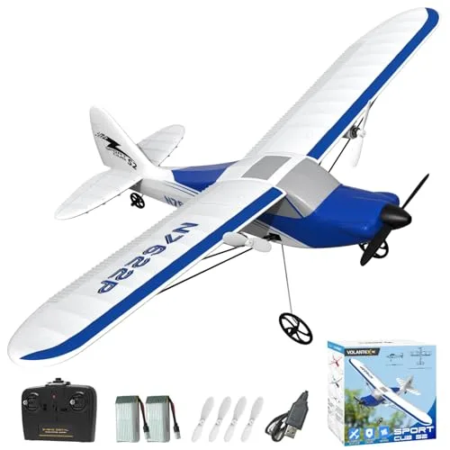 VOLANTEXRC RC Airplane Trainer Plans 2 Channel Sport Cub Remote Control Aircraft Ready to Fly with Gyro for Kids Beginners Blue