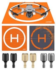 LKTOP Drone Landing Pad Weighted Foldable for DJI Drone, 20 inch Waterproof Helipad Large Landing Mat for DJI Mavic/Air/Mini/Avata/FPV Series Accessories, with 3 Pairs Joysticks for DJI RC/RC2
