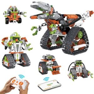 aukfa 5 in 1 STEM Robot Toys Building Kits, Dinosaur Toys for Boys Age 8-12, App & Remote Control Engineering Learning Educational Toys DIY Stem Projects for Kids Gifts for Boys & Girls(539 Blocks)