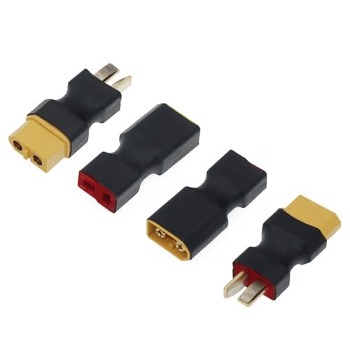 Nvwadayu XT60 to Deans T Plug Adapter Set for Gas to Electric RC Plane Conversion 2 Pair Male Female Connectors Black