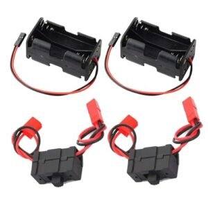 Dantenron 2Park RC On-Off Power Switch Battery Receiver and 4 Cell AA Battery Container Case Holder Pack Box with JST Plug for 1/8 1/10 Crawler Truck Off Road Car Airplane Drone Receiver Servo ESC