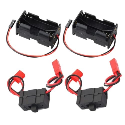 Dantenron 2Park RC On-Off Power Switch Battery Receiver and 4 Cell AA Battery Container Case Holder Pack Box with JST Plug for 1/8 1/10 Crawler Truck Off Road Car Airplane Drone Receiver Servo ESC