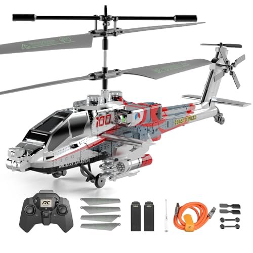 XIKOTEC 2.4GHz 3.5 Channel RC Helicopter with Gyro LED Light and Altitude Hold Flying RC Helicopters for Beginners Adults Kids Silvery