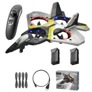 AUGARDEN V17 RC Stunt Jet Fighter Foam Remote Control Airplane with 2 Batteries and 360° Stunt Spin for Kids Ages 3 4 5 6 7 8