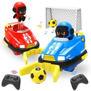 ATHLERIA Twin Nitro Engine RC Car 2pcs Remote Control Bumper Vehicles for Kids Age 3+ Blue and Red Competitive Play Set