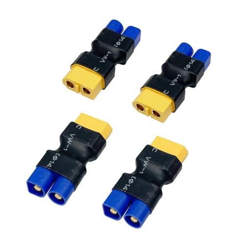 Tyco Mutator RC Car Battery Adapter 4pcs XT60 to EC3 Plug Connector Set for Drone and Lipo NiMH Charger ESC
