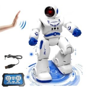 Park10 Toys SAYZON Intelligent Remote Control Robot for Kids Gesture Sensing RC Toy with Remote Controller Walking Dancing Smart Robot (826 Blue)