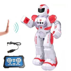 Park10 Toys SAYZON Intelligent Remote Control Robot for Kids Gesture Sensing RC Toy with Remote Controller Walking Dancing Smart Robot (822 red)