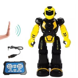 Park10 Toys SAYZON Intelligent Remote Control Robot for Kids Gesture Sensing RC Toy with Remote Controller Walking Dancing Smart Robot (822 Yellow)