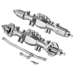 RZXYLRC CNC Quick Release Complete Front Rear Axle Set for LOSI Mini LMT 1/18 Digger Monster Truck Brushed RTR LOS01026 Metal Upgrades (Gray)