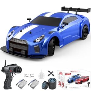 Dollox RC Drift Car 1/16 Scale with Mickey Thompson RC Tires 2.4GHz 4WD High Speed 18+KM/H Remote Control Car LED Lights and Spray 2 Batteries