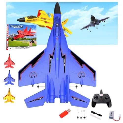 2024 2.4GHz RC Fighter Jet Plane Toy with Durable Foam RC Plane Body Material Remote Control Airplane Kit C Yellow
