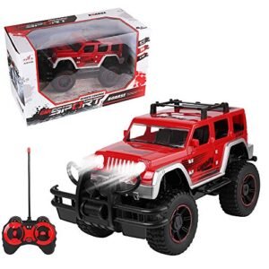 Maggie Rugged Remote Control Off Road Jeep All Terrain RC Car with Full Function Remote Lights and Sounds for Kids 3 Plus