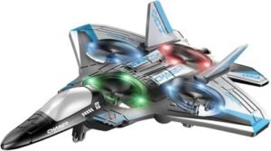 Holyton RC Jet Helicopter Drone for Kids with LED Lights Altitude Hold 360 Flip 2 Rechargeable Batteries