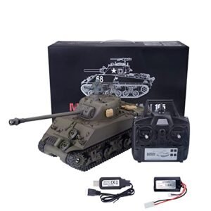 FunXylophy RC Military Hovercraft 1/16 Scale 2.4G US M4A3 Sherman Tank Model with Steel Gear Box and BB Ammunition