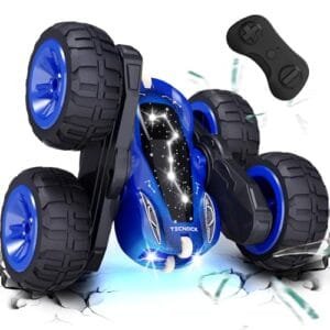 Tecnock Easy Pay RC Cars 2.4GHz Remote Control Car with USB C Charging 4WD Double Sided 360 Rotates and Flips Stunt Toy for Boys and Girls