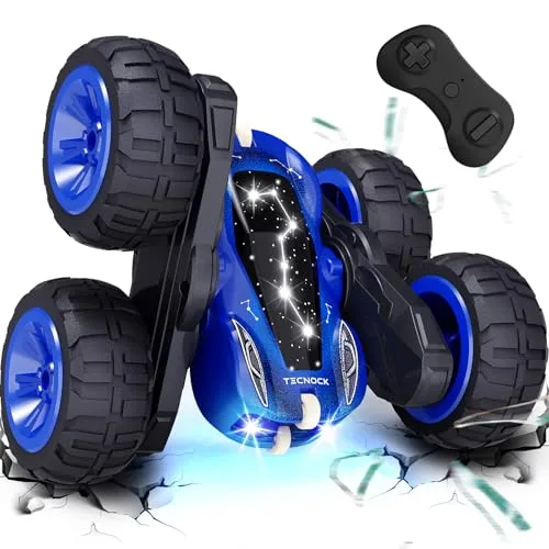 Tecnock Easy Pay RC Cars 2.4GHz Remote Control Car with USB C Charging 4WD Double Sided 360 Rotates and Flips Stunt Toy for Boys and Girls