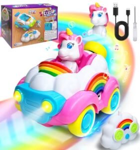Unicorn Magic Fastest RC Cars Under 100 Rechargeable LED Light Music Remote Control Toy Car for Toddlers Ages 1 3 5
