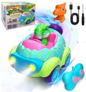 Free Gas Powered RC Cars Dinosaur Remote Control Toy for Kids Ages 3 5 Rechargeable with LED Lights Music Best Gift for Boys