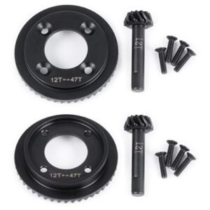 BRKRC Carbon Steel 47T Ring and 12T Pinion Differential Gears Set for 1/8 Losi 8IGHT Nitro RC Brakes Upgrade