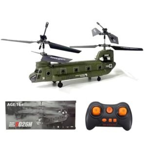 FunXylophy RC Military Truck and Trailer S026H 2.4G 3CH Dual Rotor Helicopter with One Key Takeoff Landing