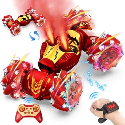 Lozadia Hot Wheels Twist Shifter RC Stunt Car with Mist Spraying Eyes 4WD Remote Control Toy for Kids Ages 6 12