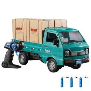 Dodoore Best 1/28 Scale RC Car Remote Control Kei Truck 2.4GHz All Terrain Transport with Spray Light 3 Batteries Ideal Gift for Kids Age 6 Green