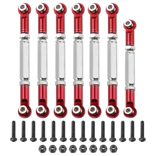 MECCANIXITY Adjustable Turnbuckles Camber Link Linkages Aluminum Alloy Solution for RC Car Steering Servo Problem 2WD 1/10 Scale Crawler Red