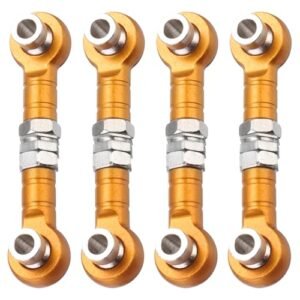 MECCANIXITY 4pcs Aluminum Alloy Steering Servo Turnbuckle Rod Linkages for 1 10 S10 RC Body HSP 94123 On Road Car Yellow