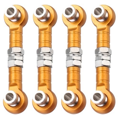 MECCANIXITY 4pcs Aluminum Alloy Steering Servo Turnbuckle Rod Linkages for 1/10 S10 RC Body HSP 94123 On Road Car Yellow