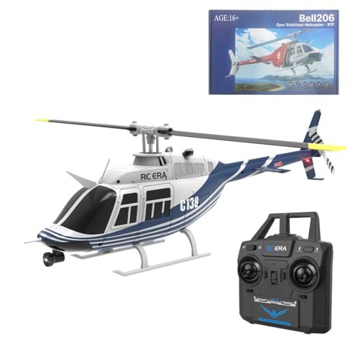 C138 RC Helicopter for Adults GTA RC Helicopter Mission Ready 2.4G 6CH with 6 Axis Gyro and One Key Take Off Landing Blue