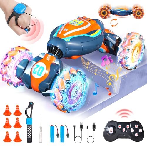 GearSpot RC Car Stunt Toy with Gesture Sensing 4WD All Terrain Remote Control Car for Kids Ages 8 13