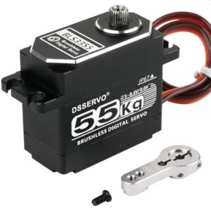 Wishiot 55kg Brushless Servo High Speed RC Digital Servo Waterproof IP67 Full Metal High Torque Servo for RC 135W Plane 1/8 1/10 RC Car Crawler BLS3355 180°