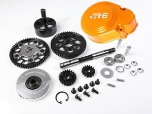 GTBRacing Metal 2 Speed Transmission System Gear Cover Set for 1/5 Scale Gas RC Challenger HPI Baja 5B SS 5SC with Orange Cover 2 Speed Kit