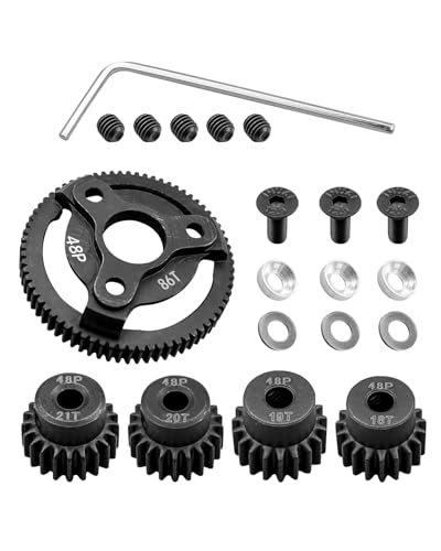 HUQUZN 48P 86T Spur Gear Hardened Steel Transmission Gear with Multiple Pinions for RC Plane Information and Traxxas 1/10 Models