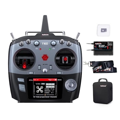 Radiolink T16D 16 Channels RC Transmitter with R16F Receiver Multi Protocol Support for PX 16 RC Boat Drone Airplane and More Mode 2 Left Throttle