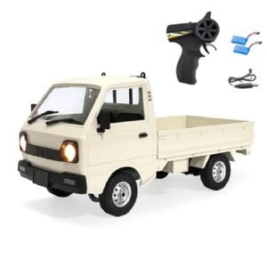 Dodoore WPL D12 1/10 Scale RC Kei Truck Remote Control Drift Car with Brushed Motor LED Headlights 2 Batteries RTR for Adults White